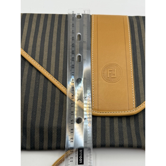 Vintage Fendi Selleria Striped Canvas & Leather Envelope Crossbody Bag Repair - Picture 16 of 16